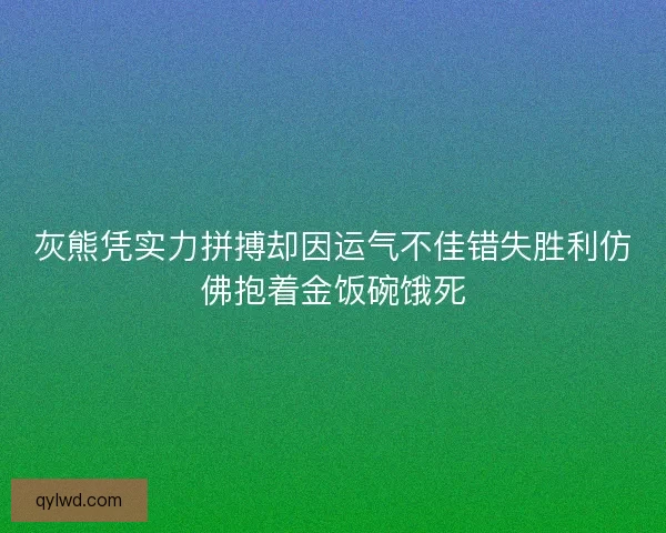 灰熊凭实力拼搏却因运气不佳错失胜利仿佛抱着金饭碗饿死
